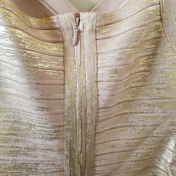 Authentic Herve Leger Iman Foil Applique Dress Cel - Picture 3 of 8